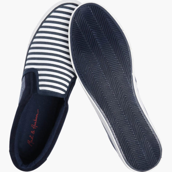Men Navy & White Striped Shoes - Bottom